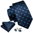 thumbnail image 2 of Juego de corbatas Barry.Wang de seda con forma de caballo azul, 8,5 cm x 150 cm, 2 of 5