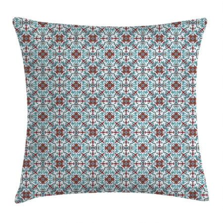 Majolica Style Frog Vintage Throw Pillow Cushion Cover, Ethnic Antique Floral Pattern Italian Majolica Style Ornate Illustration, Decorative Square Accent Pillow Case, 16 X 16 Inches, Light Blue Red Green, by Ambesonne ()