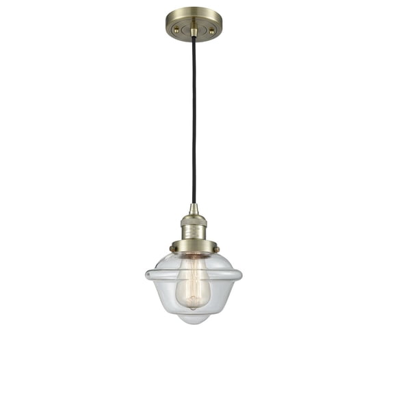 Innovations 1-LT LED Small Oxford 8" Mini Pendant - Antique Brass - 201C-AB-G532-LED