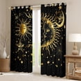 thumbnail image 2 of Manfei Bohemian Moon Sun Black Out Curtains, Black Gold Stars Print Curtains Pack of 2 (42x63 Each), Hippie Tribal Galaxy Bedroom Curtains, Curtains Blackout Home Decor, 2 of 6