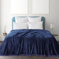 thumbnail image 1 of PiccoCasa Flannel Fleece Blanket Soft Warm Wide Hemmed Navy Blue Full, 1 of 10