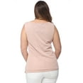 thumbnail image 2 of Women's Plus Size Sleeveless Round Neck Sequin Embroidered Metallic Tank Top, Rose Gold, XX-Large, 2 of 3