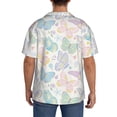 thumbnail image 3 of Uemuo Colorful Butterfly Pattern Cotton Linen Short Sleeve Shirts,Casual Lightweight Button Down Shirts,Vacation Beach Summer Tops-Medium, 3 of 7