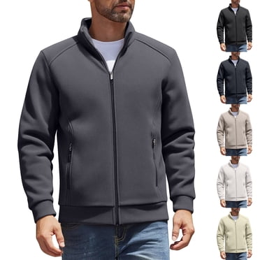 Miluxas Men's Track Jackets Lightweight Full-Zip Casual Coat Workout Running Athletic Active Jacket with Pockets Khaki XL(XL)