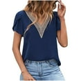 thumbnail image 2 of Summer Blouses for Women Casual Shirts for Women Short Sleeve Trendy T Shirts for Women Plain Shirts Oversized Tee Shirts for Women Plus, 2 of 4