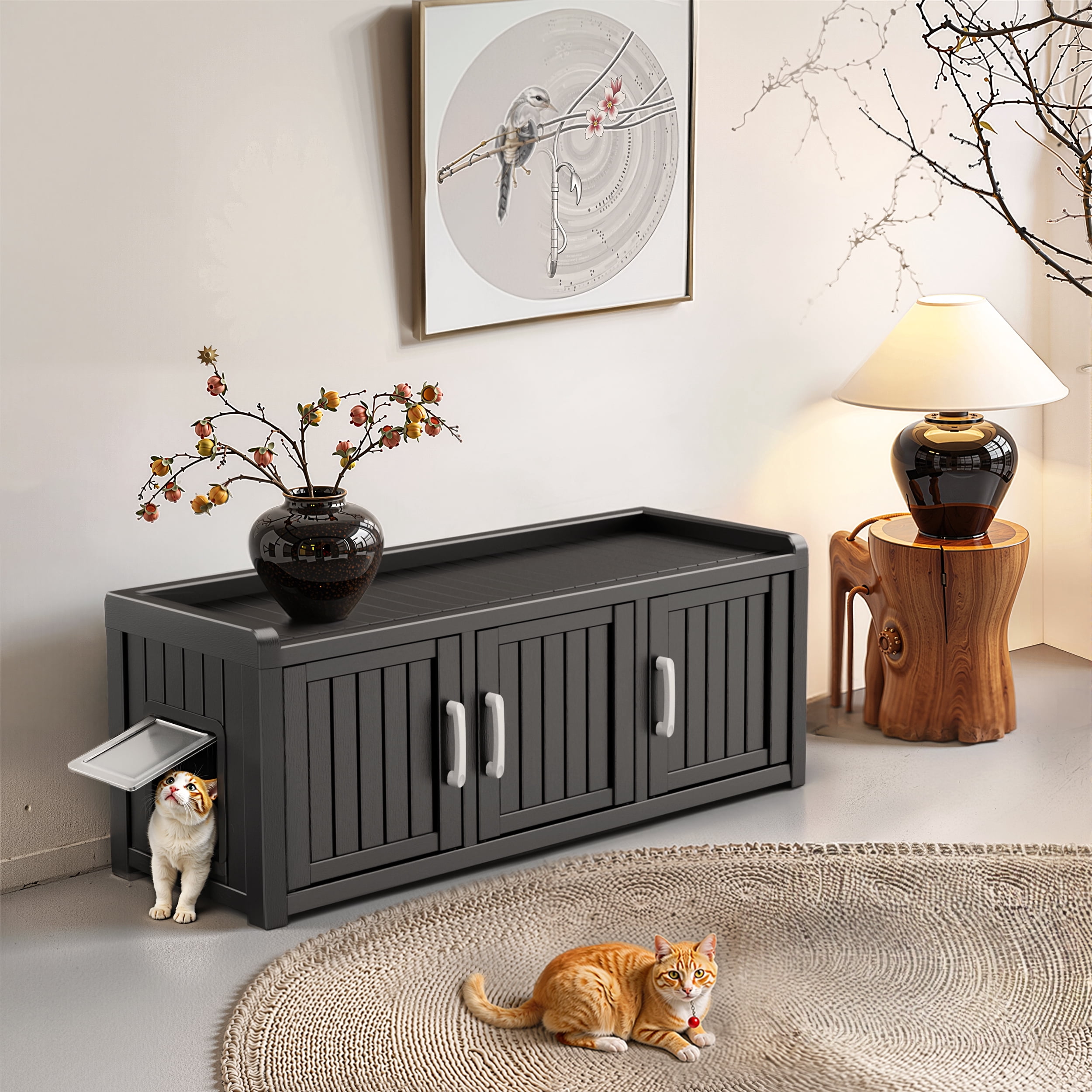 EasyUp Resin Space-Saving Hidden Cat Litter Box Enclosure for Small Spaces & Home Corners