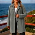 thumbnail image 4 of Women's Fleece Peacoat Plush Notch Lapel Collar Jacket Mid Length Winter Single Button Trench Outerwear, 4 of 4