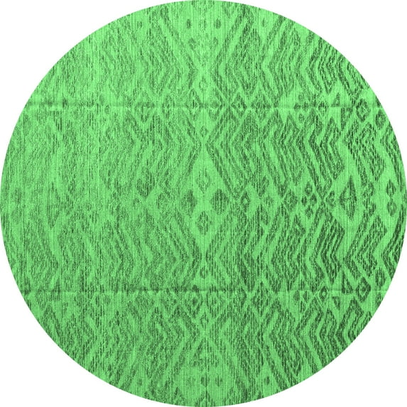 Ahgly Company Indoor Round Abstract Emerald Green Modern Area Rugs, 5' Round