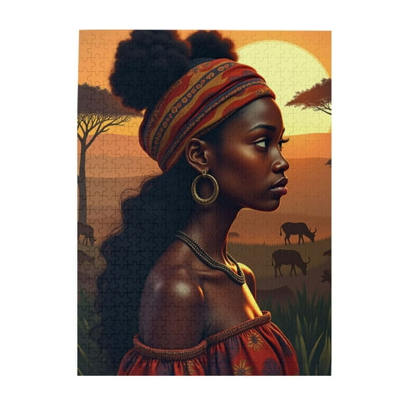 African Sunset 500 Piece Adult Jigsaw Puzzle Challenging & Relaxing Puzzle For Adults Beautiful Artwork Great Gift Idea Vibrant Colors HighQuality Pieces
