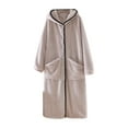 thumbnail image 2 of AUNVITO Women's Soft Hooded Long Sleeve Button Front Bathrobe with Pockets Casual and Cozy Homewear, 2 of 3