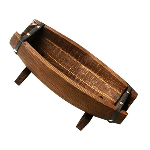 Niceauty boat basket Wood Half Barrel Planter Wooden 1Set Rustic Outdoor Photo Shoots