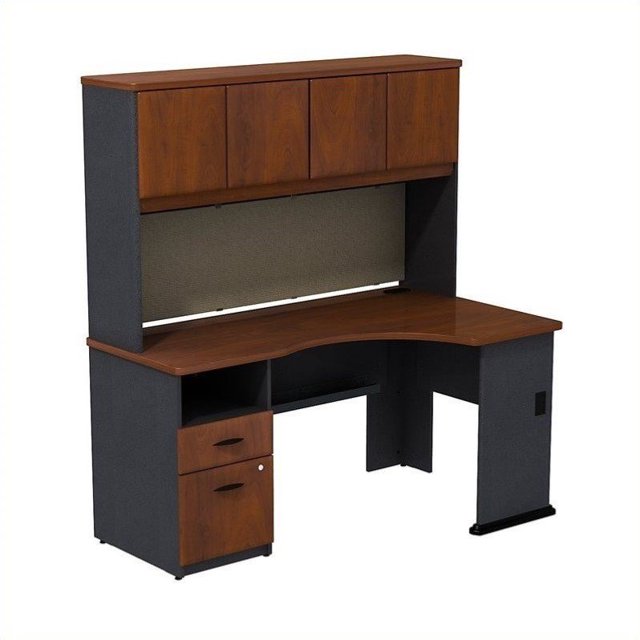 Bush Business Series un Bureau d'Angle de 60" avec Clapier et Piédestal