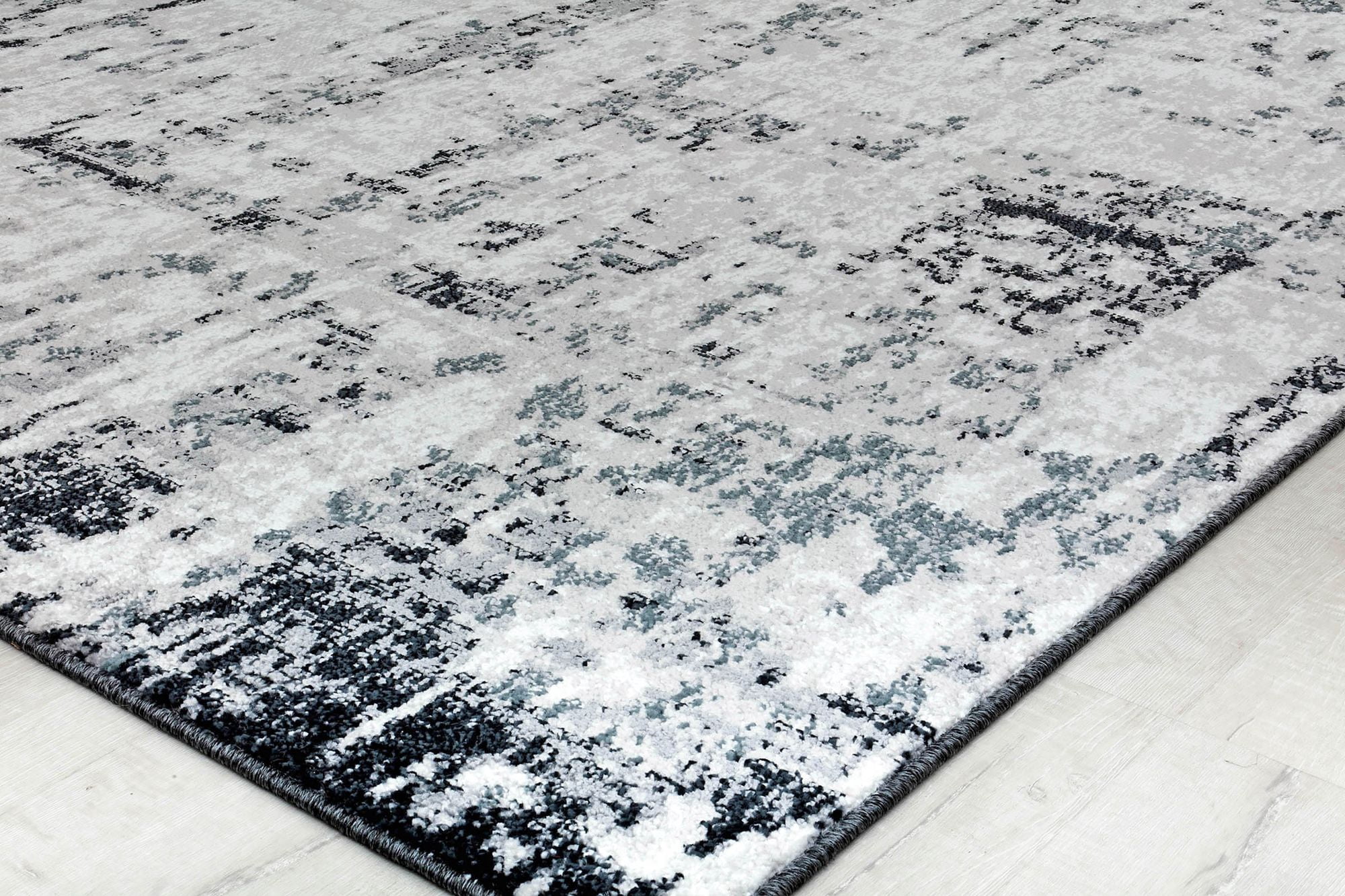 Rugs America Amabella IV40A Black Horizon Abstract Vintage White Area Rug, 2'6"x8'