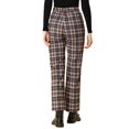 thumbnail image 3 of INSPIRE CHIC Women's Plaid Cropped Trousers Button Casual Tartan Check Work Pants M Brown, 3 of 8