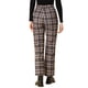 thumbnail image 3 of Pantalones de trabajo de cuadros recortados para mujer INSPIRE CHIC, con botones, estilo casual, talla 2XL, color marrón, 3 of 8
