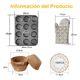 thumbnail image 2 of 3 Moldes  de Charola Para  12 Cupcakes  de Acero Anti-adherente Modelo Plata, 2 of 4