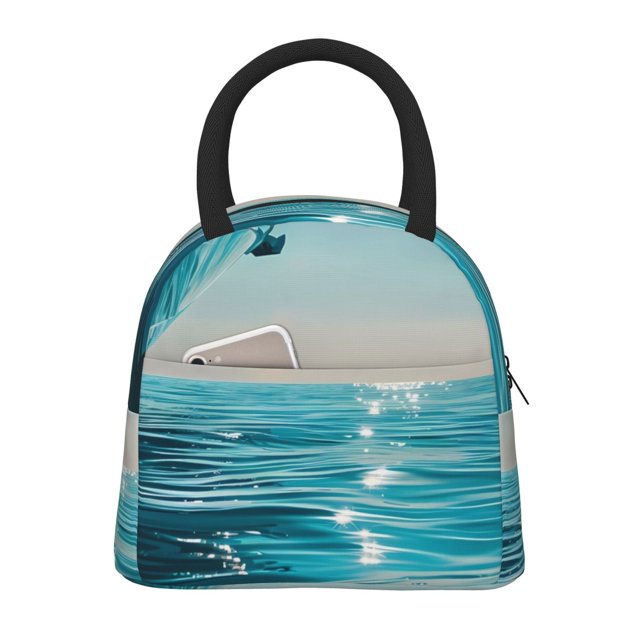 Fotbe Turquoise Ocean Reflection Bolsa de Almuerzo con Estampado, Lonchera Aislada, Contenedor de Comida Reutilizable Tipo Cooler a Prueba de Fugas