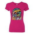 thumbnail image 3 of Wild Bobby, Funny Neon Sloth | Dean Russo Art Animal Lover Womens Slim Fit Junior Tee, Raspberry, 2XL, 3 of 5