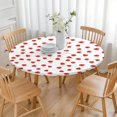 thumbnail image 3 of Red Strawberry Plants Fruit White Pattern Round Fitted Tablecloth with Elastic Edge,Dining Table Cover Waterproof,Outdoor Round Tablecloth for Camping,Dining,Indoor and Outdoor, 3 of 7