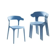 Dining Chairs, Stackable Plastic Chairs Set of 4, Polypropylene Seat with Reinforced Feet, Kitchen and Patio Chairs, 29.9 Inch