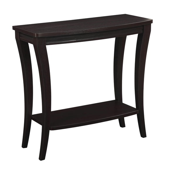 Pemberly Row Transitional Console Table with Shelf in Espresso Wood Finish