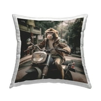 Stupell Industries Biker Monkey Scenery Decorative Printed Throw Pillow, 18 x 18