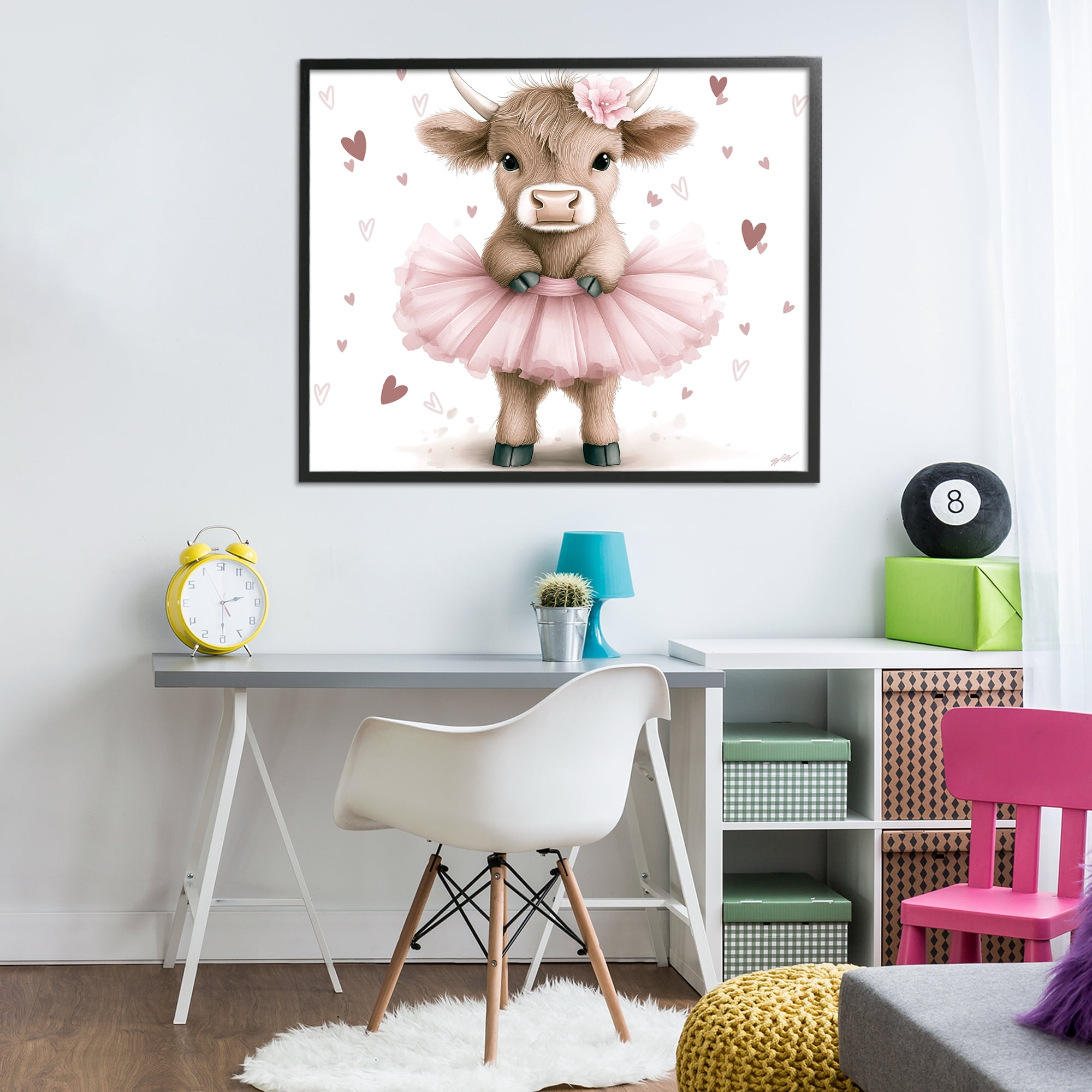 Stupell Industries Baby Calf with Tutu Black Framed Giclee Art, design by Whimsical Wonders