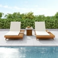 thumbnail image 5 of Wood Adjustable Chaise Lounge for Outdoor with Waterproof Cushion, Portable Sun Recliner for Pool Beach Camping, Cream and Teak, 5 of 7