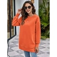 thumbnail image 3 of Women Sweatshirts Trendy Fleece Crewneck Sweatshirt Casual Loose Pullover Tops Comfy Fall Outfits Orange S, 3 of 7