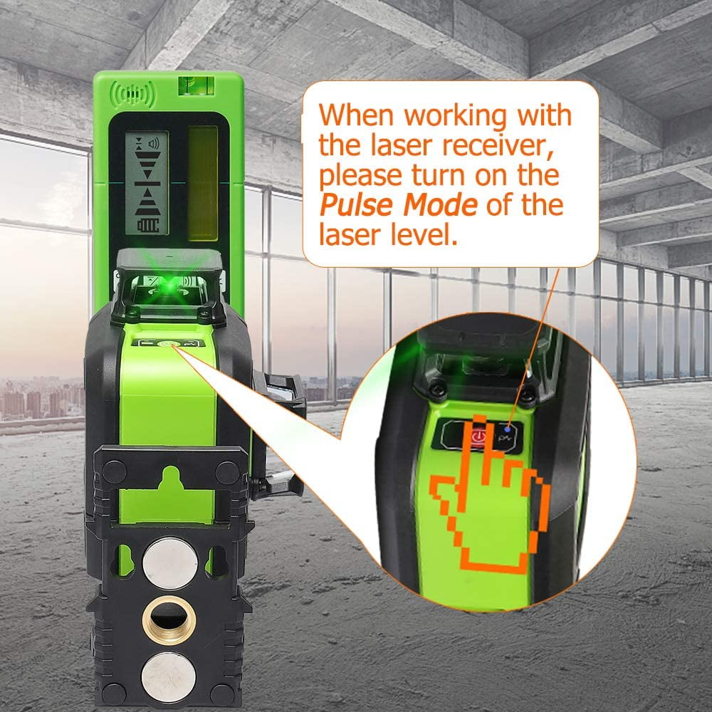 Huepar Laser Detector for Laser Level Green and Red Beam Receiver for Use with Pulsing Line Lasers
