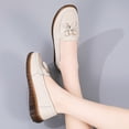 thumbnail image 3 of Rokment Women's Orthopedic Walking Loafers Comfortable Fashion Casual Leather Fringe Arch Support Wedge Slip on Nursing Work Flat Low Heel Oxfords Dress Shoes Beige Size 6, 3 of 8