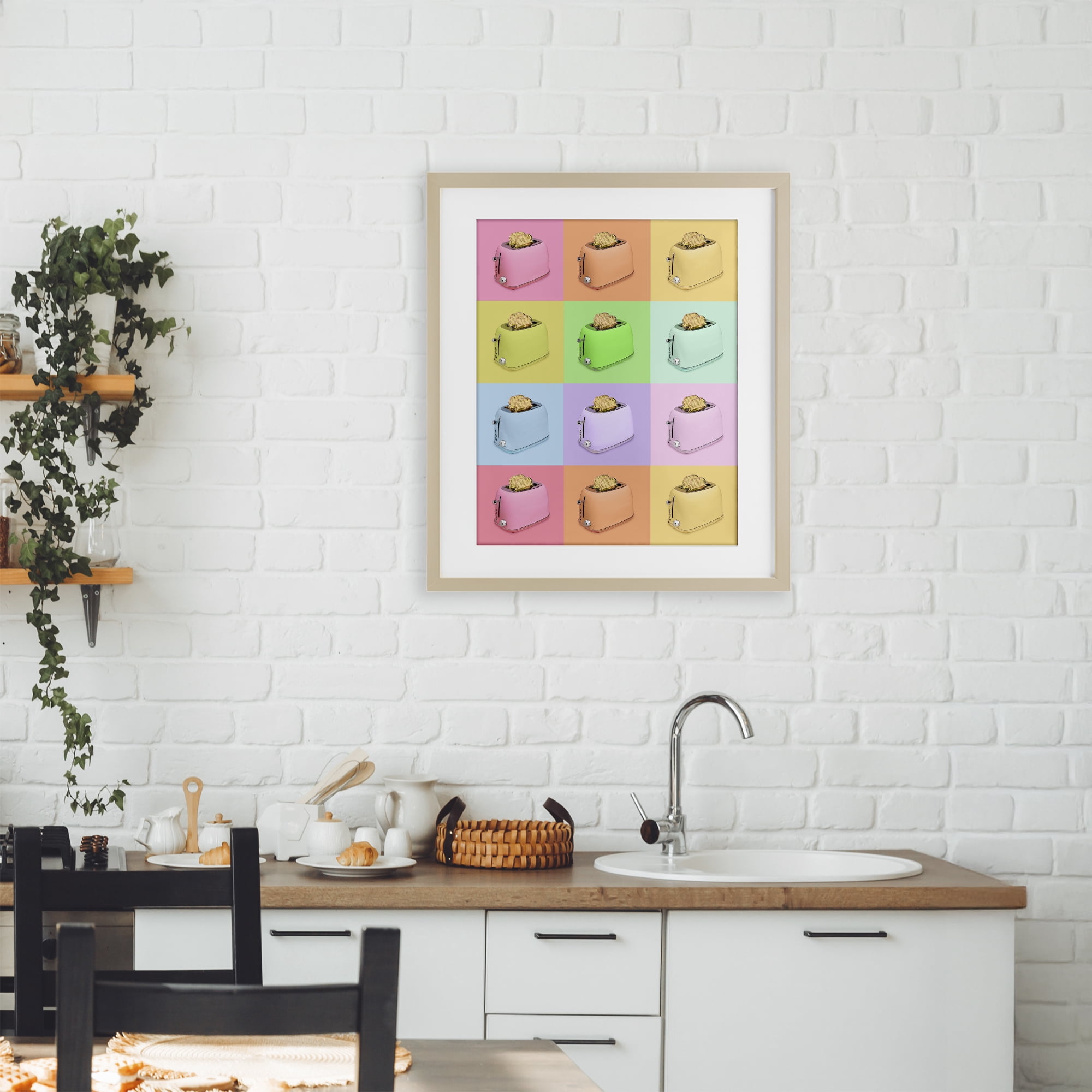 Stupell Industries Golden Disco Toaster Collage Birch Framed Print Under Glass, design by LISH Creative