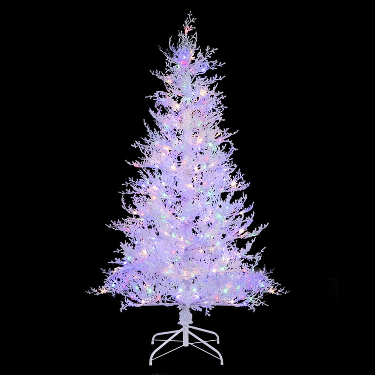 Costway 6 FT Pre-Lit Christmas Tree Snow Flocked Hinged 11 Lighting Modes With 300 Lights - Walmart Supplies