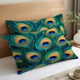 thumbnail image 2 of Peacock Pillow Cases Standard Size - Soft Breathable Microfiber Pillowcases with Zippered Pockets, Peacock Feather Patterned Pillow Covers, Peacock Decor, 2 of 4