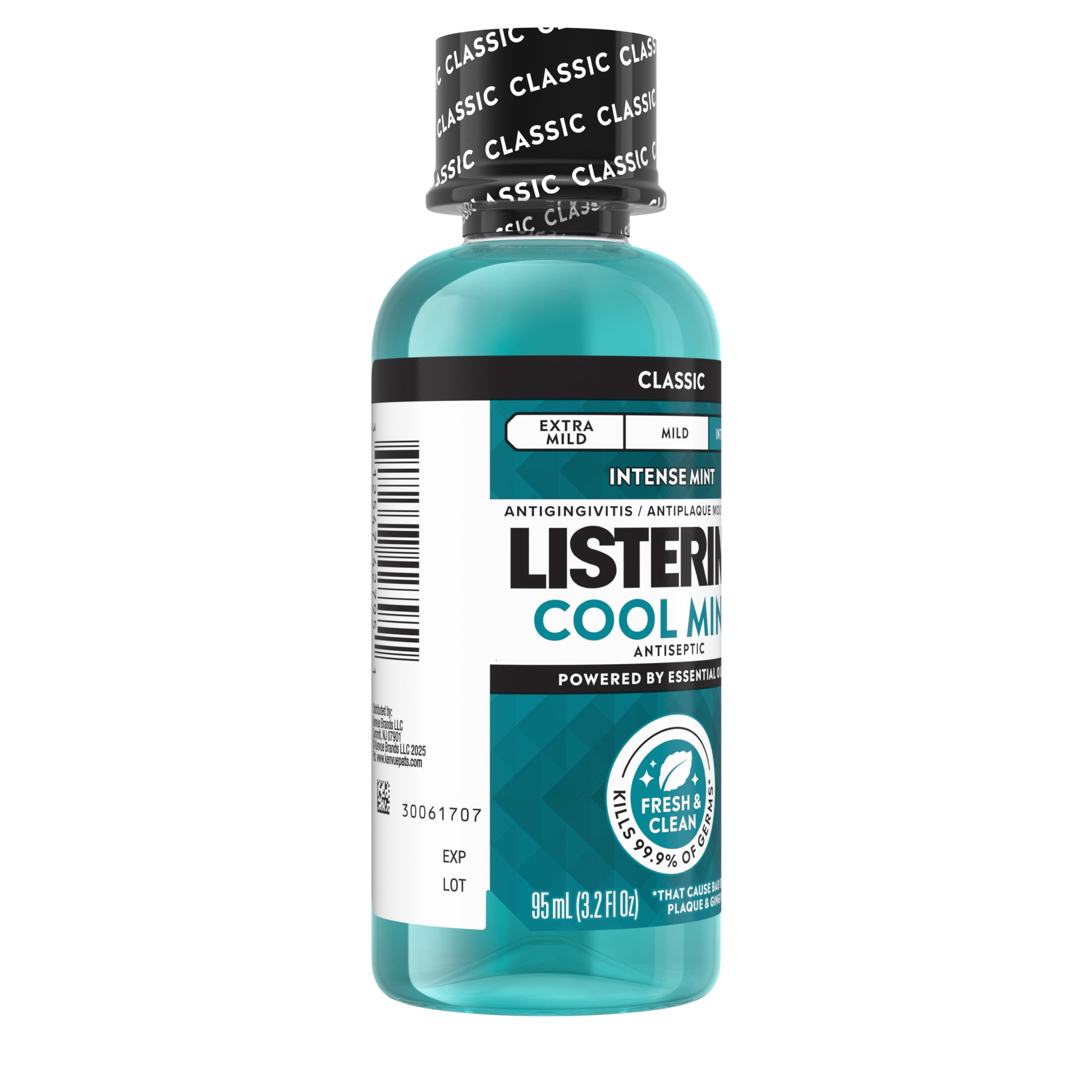 (6 pack) Listerine Cool Mint Intense Antiseptic Mouthwash, For Bad Breath & Plaque Oral Care, 3.2 oz