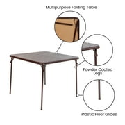 BizChair Vinyl-Covered Padded Folding Card Table for Game Rooms and Banquets, Brown