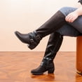 thumbnail image 6 of Love Steetly Women's Extra Wide Calf Knee High Boots, Multi Strap Buckle Western Boots, Round Toe Chunky Block Heel Side Zipper Tall Boots., 6 of 7