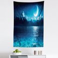thumbnail image 1 of Stars Sky Tapestry, Romantic Scenic Tranquil Crescent Moon Horizon Fluffy Clouds Ocean, Fabric Wall Hanging Decor for Bedroom Living Room Dorm, 5 Sizes, Sea Blue and Turquoise, by Ambesonne, 1 of 1