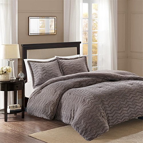Sloan Plush Down Alternative Comforter Mini Set Grey King/Cal King