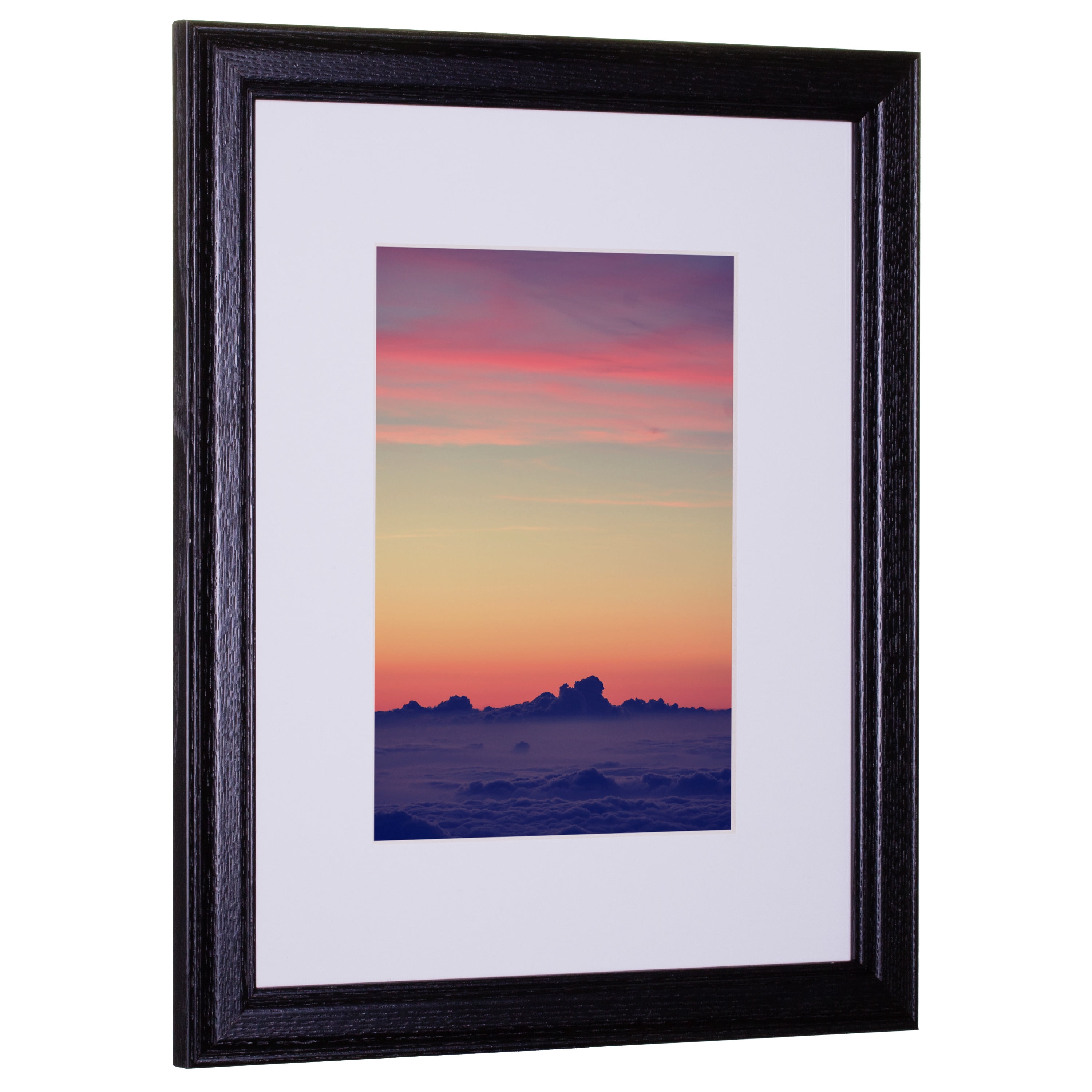 Craig Frames Wiltshire 236, Simple Black Hardwood Picture Frame with Single White Mat - Displays a 18x24 inch Print with the Mat or 22x28 inch without the Mat