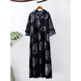 thumbnail image 3 of Vestido largo vintage de algodón para mujer, patrón de anillos de árbol, cuello vuelto, manga lar Romacci Las mujeres sueltas Robe, 3 of 7
