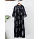 thumbnail image 3 of Vestido largo vintage de algodón para mujer, patrón de anillos de árbol, cuello vuelto, manga l CACAGOO Las mujeres sueltas Robe, 3 of 7