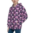 thumbnail image 2 of Pofeuu Skull Flower Print Teenage Zipper Hoodie Sweatshirts Hooded Casual Jackets With Pocket For Boys Girls-Medium, 2 of 6