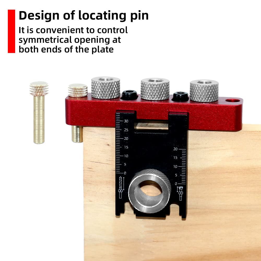 3-in-1 Adjustable Doweling Jig Kit, Cabinet Hardware, Pocket Hole, and Furniture Connecting Hole Puncher Tool
