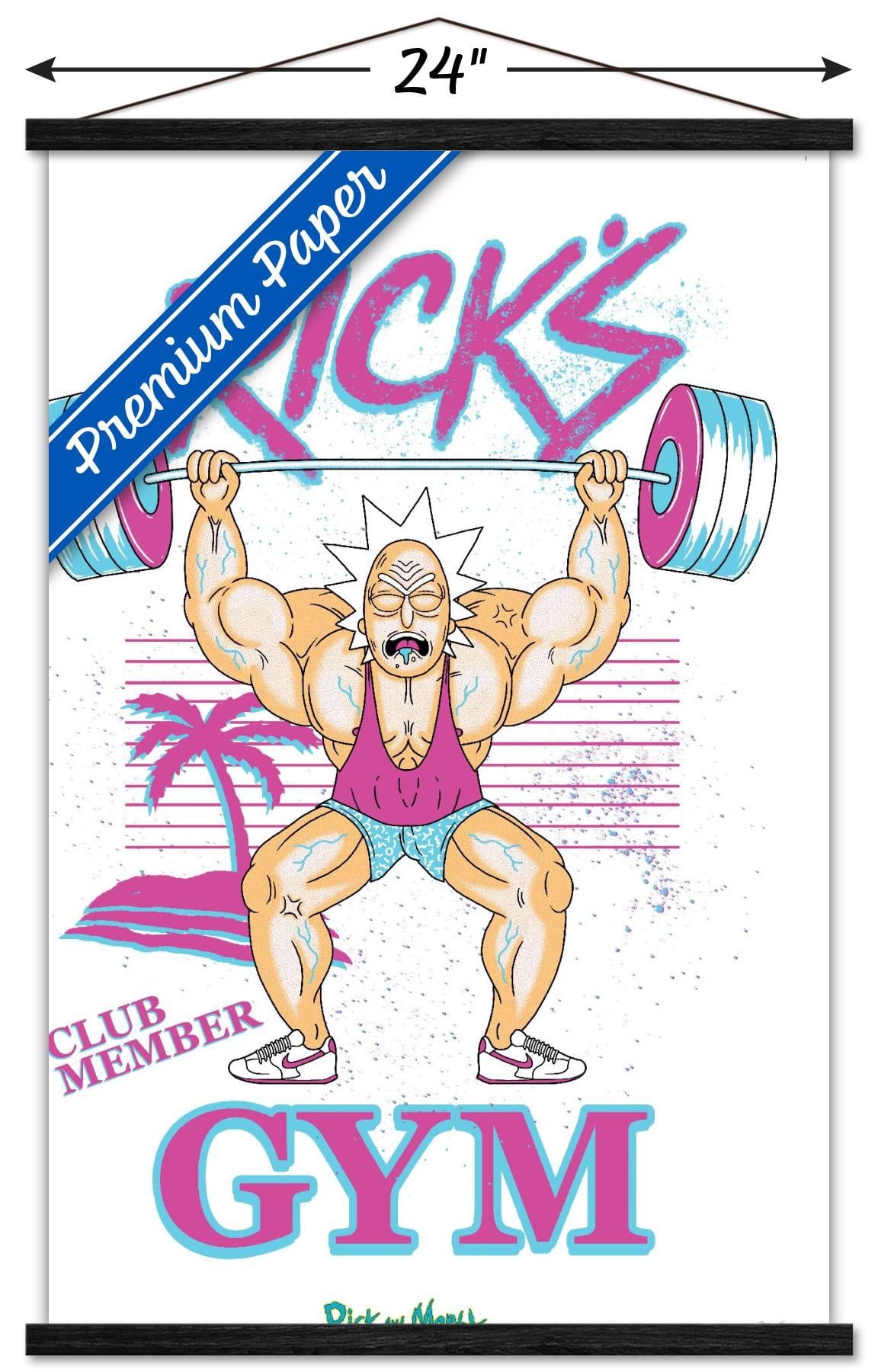 Rick And Morty - Rick's Gym Wall Poster with Wooden Magnetic Frame, 22.375" x 34"