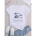 thumbnail image 2 of Women's "Darkness" Graphic Tee - Chic Abstract Nighttime Scene Print, Casual Round Neck Short Sleeve, Comfortable Polyester Blend, Ideal for Summer, 2 of 6