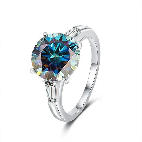 5 Carat Womens Moissanite Rings for Women 18K White Gold S925 Moissanite Wedding Band for Bridal Set Simulated Diamond Promise Ring Fiancee Lab Grown Women's Diamond Rings