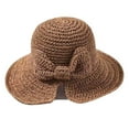 thumbnail image 2 of yunLXY Under $5 Brown Women Straw Hat Wide Brim Beach Sun Cap Foldable Large Lady Floppy lPaper Braided for Travel Decoration Summer Vacation Soft Lightweight and Breathable, 2 of 2