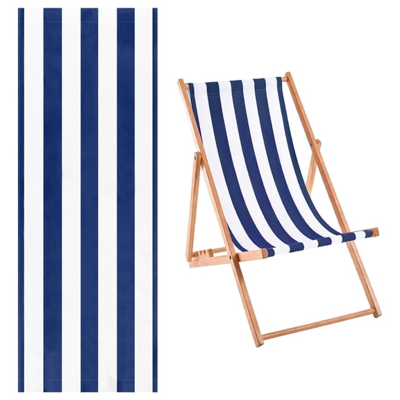 Uxcell 41x113cm Beach Sling Chair Replacement Canvas Lounge Fabric Striped Dark Blue