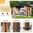 thumbnail image 4 of JolyDale 10 x 13FT Hardtop Gazebo, Double Polycarbonate Roof Aluminum Frame Gazebo W/Curtain and Netting, Brown, 4 of 8